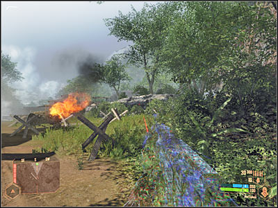 I would recommend that you stay in the forest, near the cliff - Disabling the locomotive - Mission 6: From Hell's Heart - Crysis Warhead - Game Guide and Walkthrough
