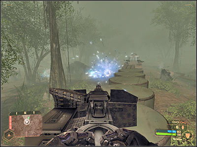 Sooner or later you'll probably going to have to jump off the train to deal with the alien creatures yourself (screen) - Defending the train against enemy attacks - Mission 6: From Hell's Heart - Crysis Warhead - Game Guide and Walkthrough
