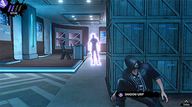 Move a little bit further ahead and take cover behind the crates seen on the screen above - Cryogenic - lobby (after hunters arrival) - Chapter 5 - DARK - Game Guide and Walkthrough