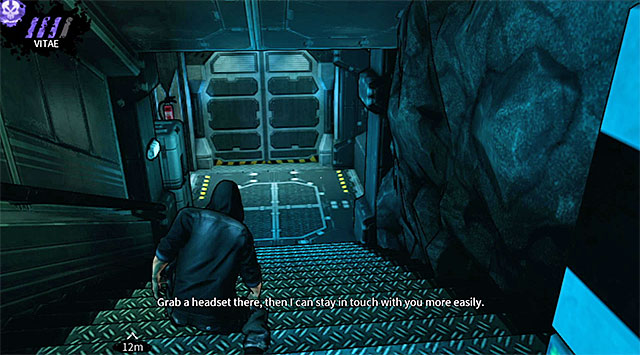 Stairs leading to the security office - M17 Base - cryo chambers - Chapter 6 - DARK - Game Guide and Walkthrough
