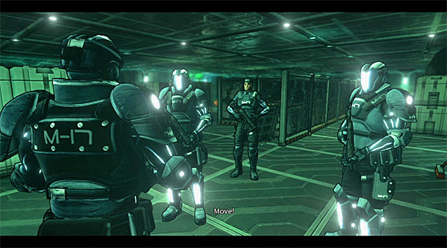 A briefing taking place in the security office - M17 Base - security office - Chapter 6 - DARK - Game Guide and Walkthrough