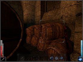 Why small barrels are behind this huge cask? Interesting... - The Gleam of a Cold Knife #2 - Chapter 2: The Gleam of a Cold Knife - Dark Messiah of Might and Magic - Game Guide and Walkthrough