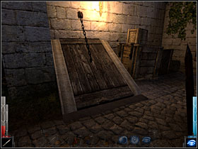 The entree to the cellar, on the right are the dragon boxes. - The Gleam of a Cold Knife #2 - Chapter 2: The Gleam of a Cold Knife - Dark Messiah of Might and Magic - Game Guide and Walkthrough