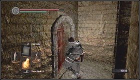 Go down the stairs [1] and open the door - Undead Asylum - Walkthrough - Dark Souls - Game Guide and Walkthrough