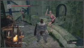 Kill enemies guarding a tunnel exit and break down nearby barrels - Undead Burg - p. 1 - Walkthrough - Dark Souls - Game Guide and Walkthrough