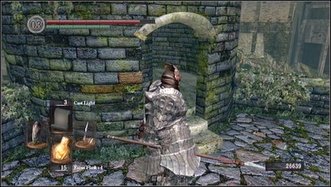 You can now lure out enemies one by one to an area below the tower - Undead Burg - p. 2 - Walkthrough - Dark Souls - Game Guide and Walkthrough