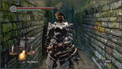 Before you go up the ladder, take a look behind tables - Undead Parish - p. 1 - Walkthrough - Dark Souls - Game Guide and Walkthrough