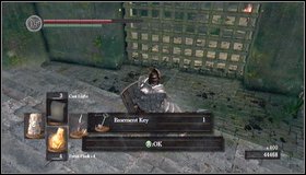 Kill an enemy next to the gate [1] and pick up Basement Key - Undead Parish - p. 2 - Walkthrough - Dark Souls - Game Guide and Walkthrough