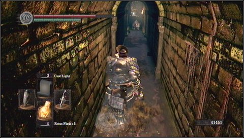 You'll get to a bigger tunnel, where you can encounter a giant rat - Depths - p. 3 - Walkthrough - Dark Souls - Game Guide and Walkthrough