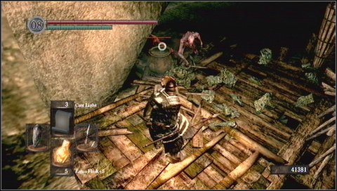 Once you pass by the second bracket of the bridge (similar to one with the bonfire), another blowdart owner will start to shoot you - Blighttown - p. 2 - Walkthrough - Dark Souls - Game Guide and Walkthrough