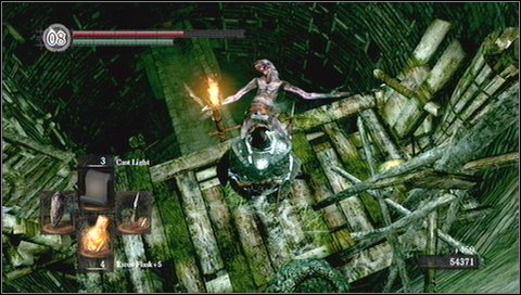 If you killed a worm already, you do not have to use a ladder to the right (but remember to collect an item he drops - it is a spell Pyromancy: Power Within) - Blighttown - p. 3 - Walkthrough - Dark Souls - Game Guide and Walkthrough