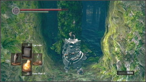 Keep on the right wall and use a corridor to go up behind a stone column - Darkroot Garden - p. 1 - Walkthrough - Dark Souls - Game Guide and Walkthrough