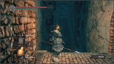 Move down the elevator, but only when it goes down, because there are spikes at the top - Sen's Fortress - p. 2 - Walkthrough - Dark Souls - Game Guide and Walkthrough