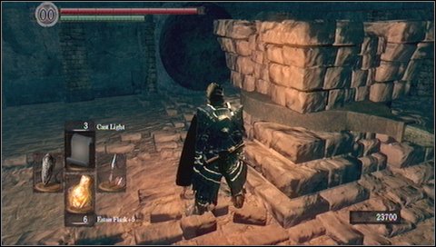 A rock will hit a sleeping lizard and break a wall behind him - Sen's Fortress - p. 3 - Walkthrough - Dark Souls - Game Guide and Walkthrough