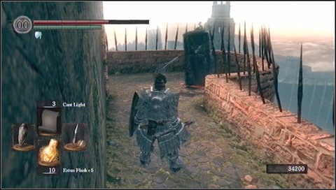 Behind the knight to the left there're is a ladder down - Sen's Fortress - p. 4 - Walkthrough - Dark Souls - Game Guide and Walkthrough