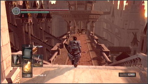 Go back to the stairs and look for a platform located a little bit lower - Anor Londo - p. 1 - Walkthrough - Dark Souls - Game Guide and Walkthrough