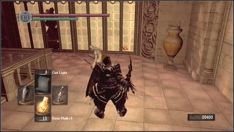 Now shoot the chain of the chandelier - an item which hangs on it, will fall down (you will collect it later on the way to Painted World of Ariamis) - Anor Londo - p. 2 - Walkthrough - Dark Souls - Game Guide and Walkthrough