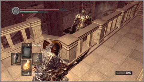 The problem with fight with two giant knights is that probably both of them will notice you - in case of problems, run up the stairs - Anor Londo - p. 6 - Walkthrough - Dark Souls - Game Guide and Walkthrough