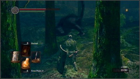 A good tactics is to retreat towards the bridge, between trees - cats will lose then their self-assurance and start retreating to their lair, giving you a chance for an easy attack - Darkroot Garden II - Walkthrough - Dark Souls - Game Guide and Walkthrough