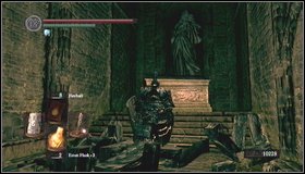 In the middle of the way to the statue, a giant skeleton will jump on you - The Catacombs - p. 3 - Walkthrough - Dark Souls - Game Guide and Walkthrough