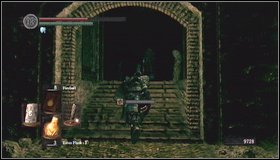 Once you get to the other side, turn to the right - jump down on the skeleton and kill him - The Catacombs - p. 3 - Walkthrough - Dark Souls - Game Guide and Walkthrough