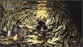 Above the bonfire you'll find a way up (on the slope) - Tomb of Giants - p. 1 - Walkthrough - Dark Souls - Game Guide and Walkthrough