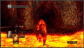 After killing Centipede Demon, wear Orange Charred Ring (protection against lava) and go through the chamber where you were fighting with the beast - Lost Izalith - p. 1 - Walkthrough - Dark Souls - Game Guide and Walkthrough