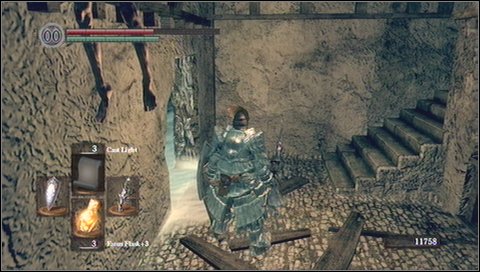 When you get there you can find a soul in the window (you have to jump over a hole in the floor) - Bonus - Painted World of Ariamis - p. 1 - Walkthrough - Dark Souls - Game Guide and Walkthrough