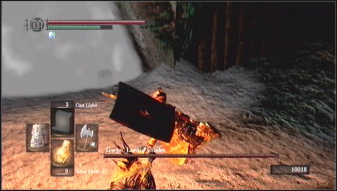 Once you equip above item, to the fight arena and head to its left side - Gwyn Lord of Cinder - How to kill a boss - Dark Souls - Game Guide and Walkthrough