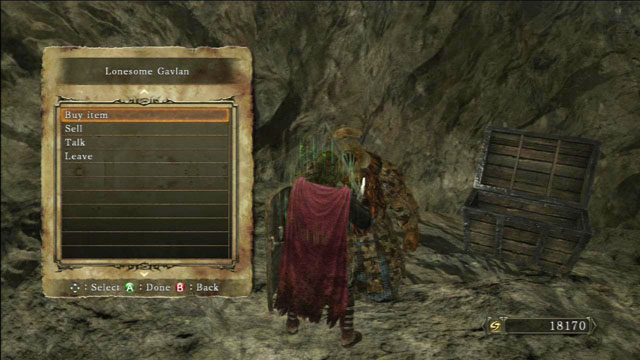 You can buy and sell stuff at the merchant called Gavlan. - Harvest Valley - Walkthrough - Dark Souls II - Game Guide and Walkthrough