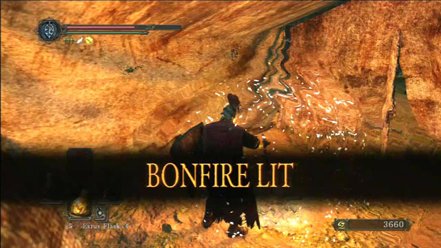 Light the bonfire - Brightstone Cove Of Tseldora - campsite - Walkthrough - Dark Souls II - Game Guide and Walkthrough