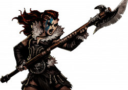 A jagged glaive wielding Hellion stands for a barbarian class in the game - Hellion - Hero Classes - Darkest Dungeon - Game Guide and Walkthrough