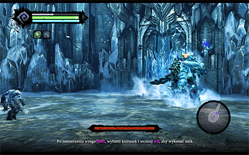 The battle with the Ice Giant is very easy, though naturally you'll have to be more careful than with the regular enemies - Boss 1 - Ice Giant - Find a Way to Save War - Darksiders II - Game Guide and Walkthrough