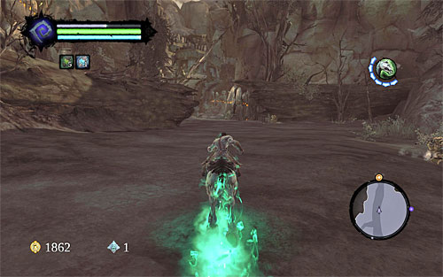 Turn south and then south-west, passing through [The Charred Pass] - Find the Cauldron - The Fire of the Mountain - Darksiders II - Game Guide and Walkthrough