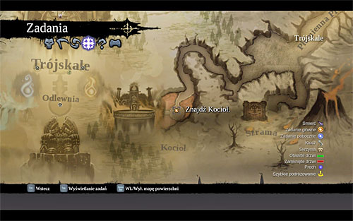 First off, I suggest opening the world map (O button, fourth tab) to determine the destination (the above screen) - Find the Cauldron - The Fire of the Mountain - Darksiders II - Game Guide and Walkthrough