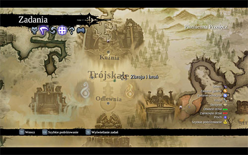 Open the world map (O button, fourth tab and SPACE), locate [Tri-Stone] and select Fast Travel (ENTER) - Return to Alya - The Fire of the Mountain - Darksiders II - Game Guide and Walkthrough