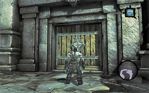 You can now concentrate on the current mission again, so go to the east door shown on the above screen (on the top level) - Restore the Tears of the Mountain (1) - The Tears of the Mountain - Darksiders II - Game Guide and Walkthrough