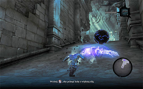 Approach the ball and press E the usual way to get it to roll - Restore the Tears of the Mountain (2) - The Tears of the Mountain - Darksiders II - Game Guide and Walkthrough