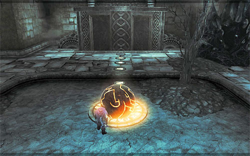 If you do it right, the ball should reach the place where the puzzle starts without any problems - Restore the Tears of the Mountain (2) - The Tears of the Mountain - Darksiders II - Game Guide and Walkthrough
