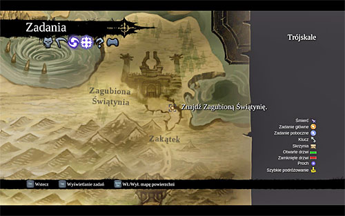 Start by opening the world map to plan your journey - Find the Lost Temple - To Move a Mountain - Darksiders II - Game Guide and Walkthrough