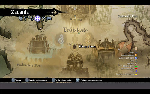 Open the world map and select [Forge Lands] (the above screen), located south of [Tri-Stone] (you can just as easily fast travel to Tri-Stone and reach the forges on your own from there - the choice is yours) - Return to the Forge Lands and talk to Alya - The Tears of the Mountain - Darksiders II - Game Guide and Walkthrough