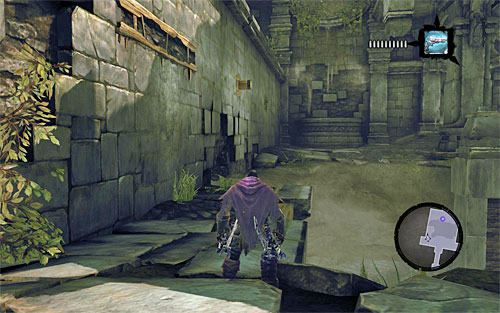 Return to the surface and take a look at the left wall (the above screen) - Wake the Construct (1) - To Move a Mountain - Darksiders II - Game Guide and Walkthrough