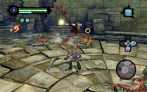 In the initial stage there'll only be Prowlers to deal with, but take into account that the balcony is small in size, so use area attacks, especially since you'll be surrounded by enemies quite a few times - Wake the Construct (2) - To Move a Mountain - Darksiders II - Game Guide and Walkthrough