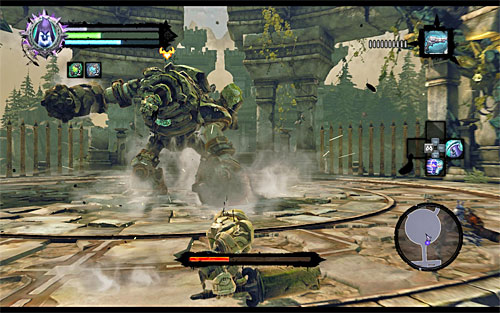 The other of Hulk's attacks is charge combined with hitting the ground with stone fists - Boss 5 - Construct Hulk - To Move a Mountain - Darksiders II - Game Guide and Walkthrough