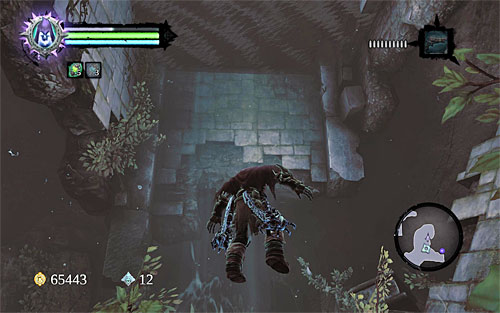 The next step is downright obvious, because you need to jump into the water and dive - Wake up the Keeper (1) - The Heart of the Mountain - Darksiders II - Game Guide and Walkthrough