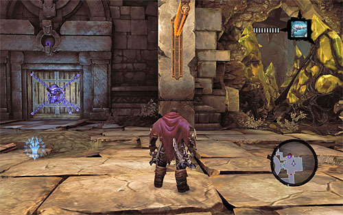 Enter a big room and notice that the door has just shut behind you - Wake up the Keeper (1) - The Heart of the Mountain - Darksiders II - Game Guide and Walkthrough