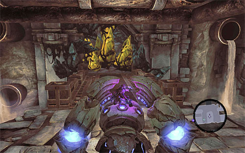 Return to the previous area and mount the construct that you used to solve the recent puzzle - Wake up the Keeper (3) - The Heart of the Mountain - Darksiders II - Game Guide and Walkthrough