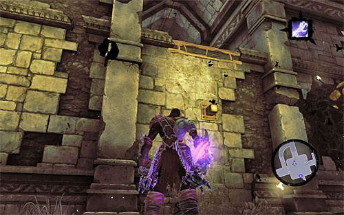 Unmount the construct and find the wall that you can cling to, to start climbing (the above screenshot) - Wake up the Keeper (3) - The Heart of the Mountain - Darksiders II - Game Guide and Walkthrough