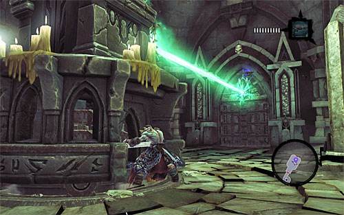 Go straight ahead and approach the statue with a lantern, which is standing in the central part of the chamber - Summon the Arena Champion (1) - The Toll of Kings - Darksiders II - Game Guide and Walkthrough