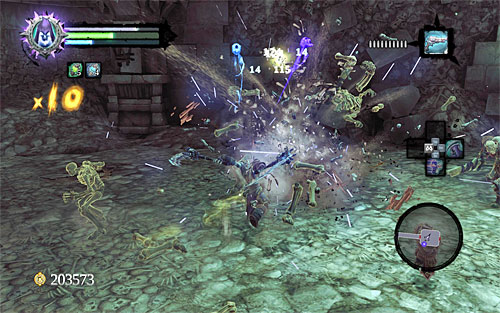 After eliminating the first group of enemies, new Skeletons will attack you, but this time they'll be led by a Skeletal Warrior - Summon the Arena Champion (1) - The Toll of Kings - Darksiders II - Game Guide and Walkthrough